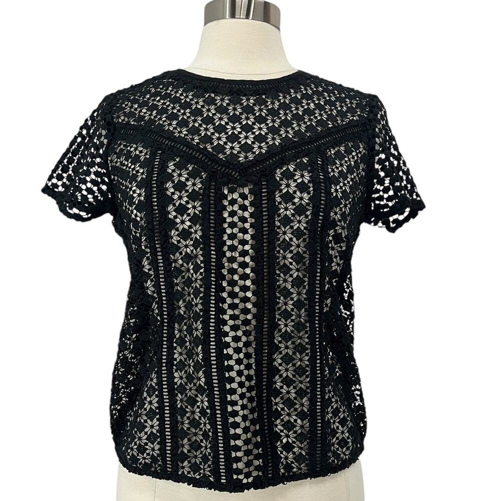 ABERCROMBIE & FITCH See Thru Black Short Sleeve Top SZ XS